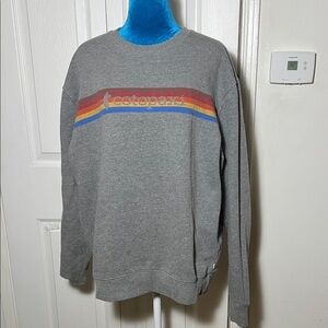 Cotopaxi Gray Crewneck Sweatshirt with Multicolor Stripes Medium